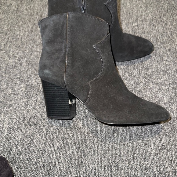 Zara Black Suede Cowboy Ankle Boots - Picture 8 of 9